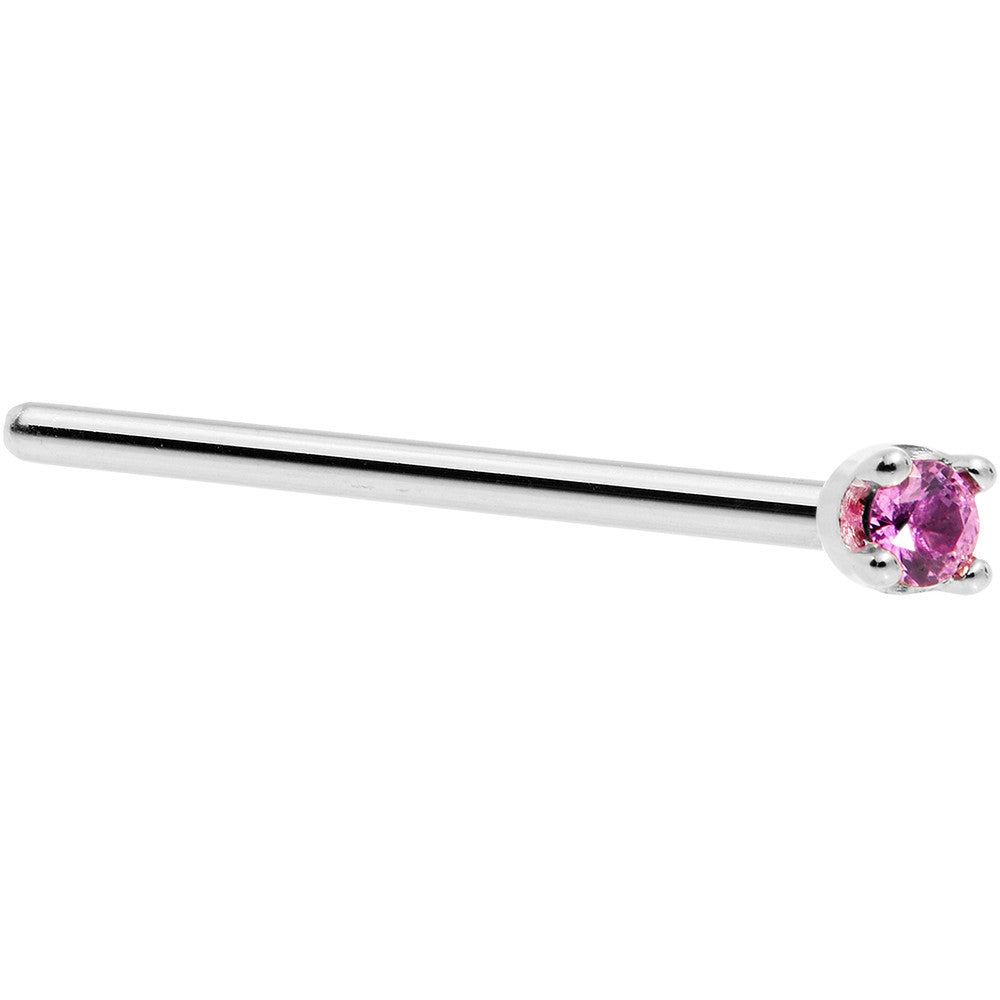 Solid 14KT White Gold Genuine Pink Sapphire Nose Ring 1.5mm Nose Screw 20 Gauge