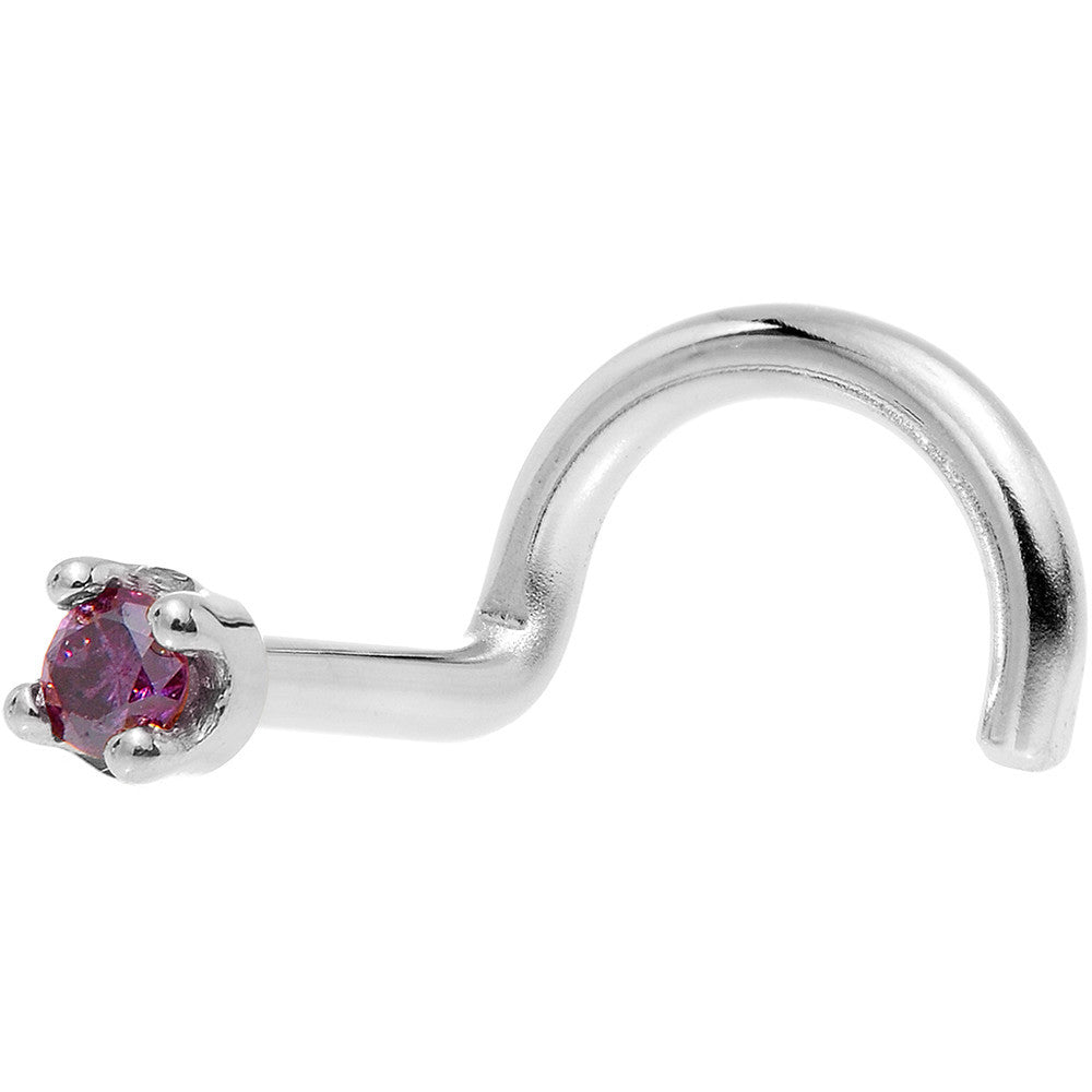 18KT White Gold February Purple Diamond Nose Ring Nose Bone