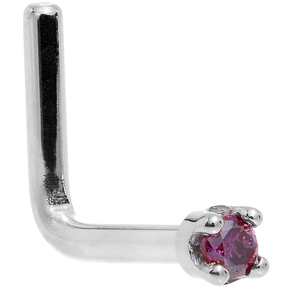 1.5mm Genuine Purple Diamond Nose Ring Solid 18KT White Gold Nose Bone