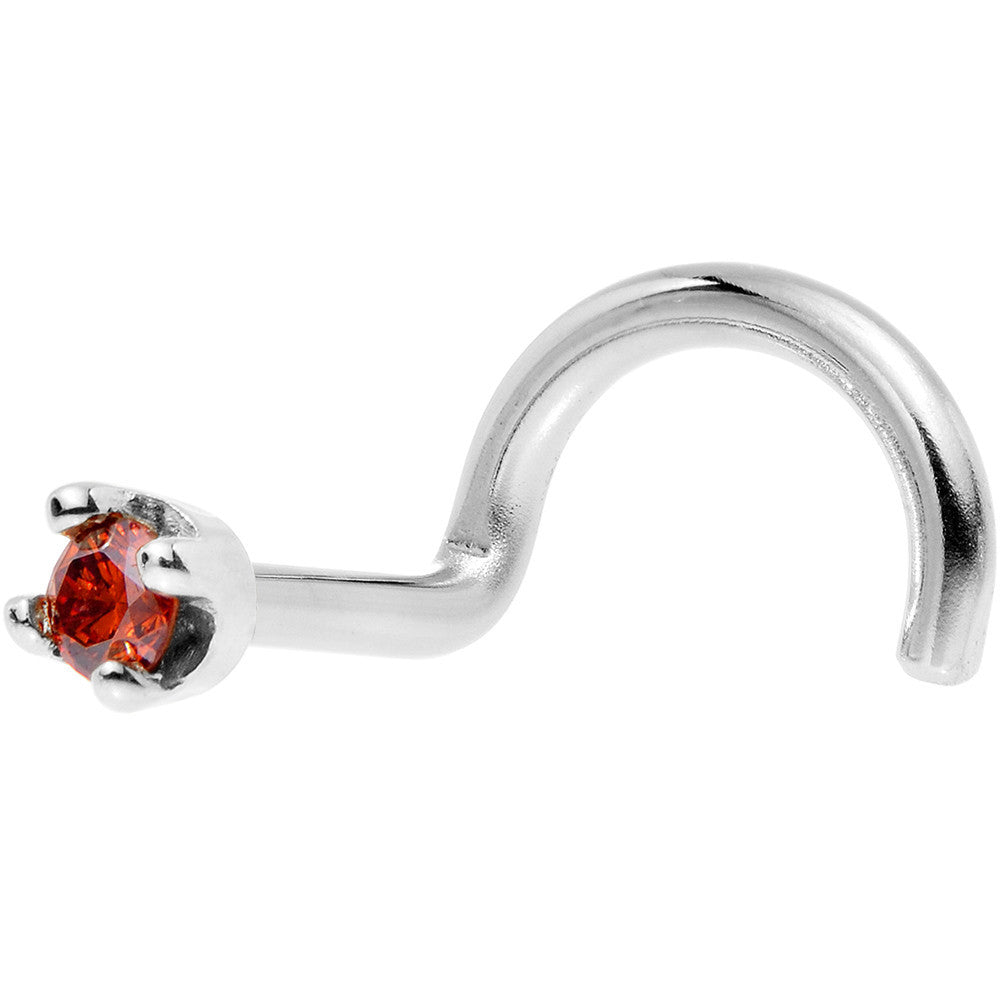 14KT White Gold January Red Diamond Nose Bone 18 Gauge