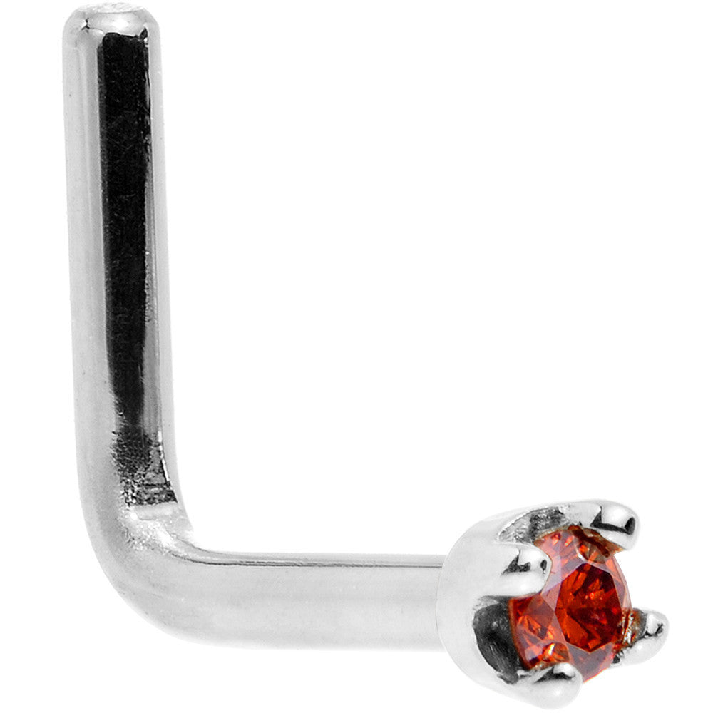 Genuine Red Diamond Nose Ring 1.5mm 18KT White Gold L-Shape