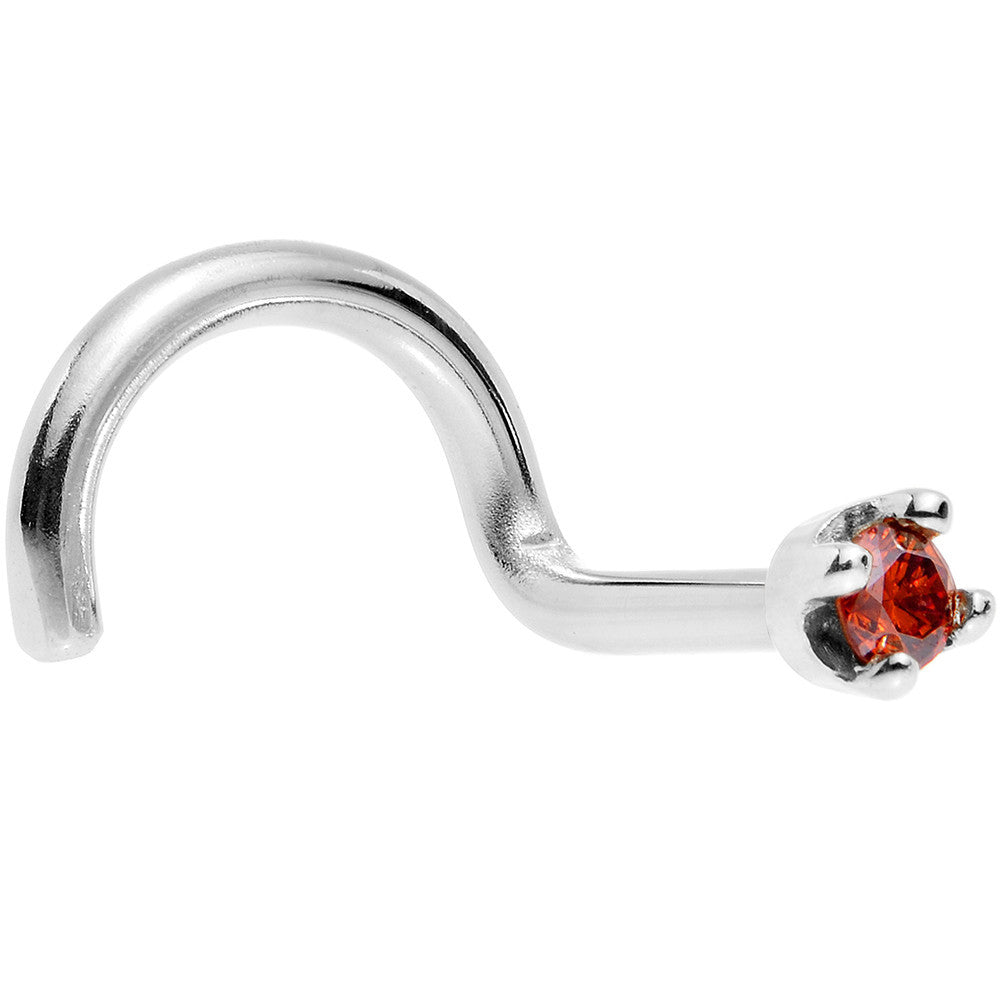 18KT White Gold 1.5mm Genuine Red Diamond Nose Ring L-Shape Style