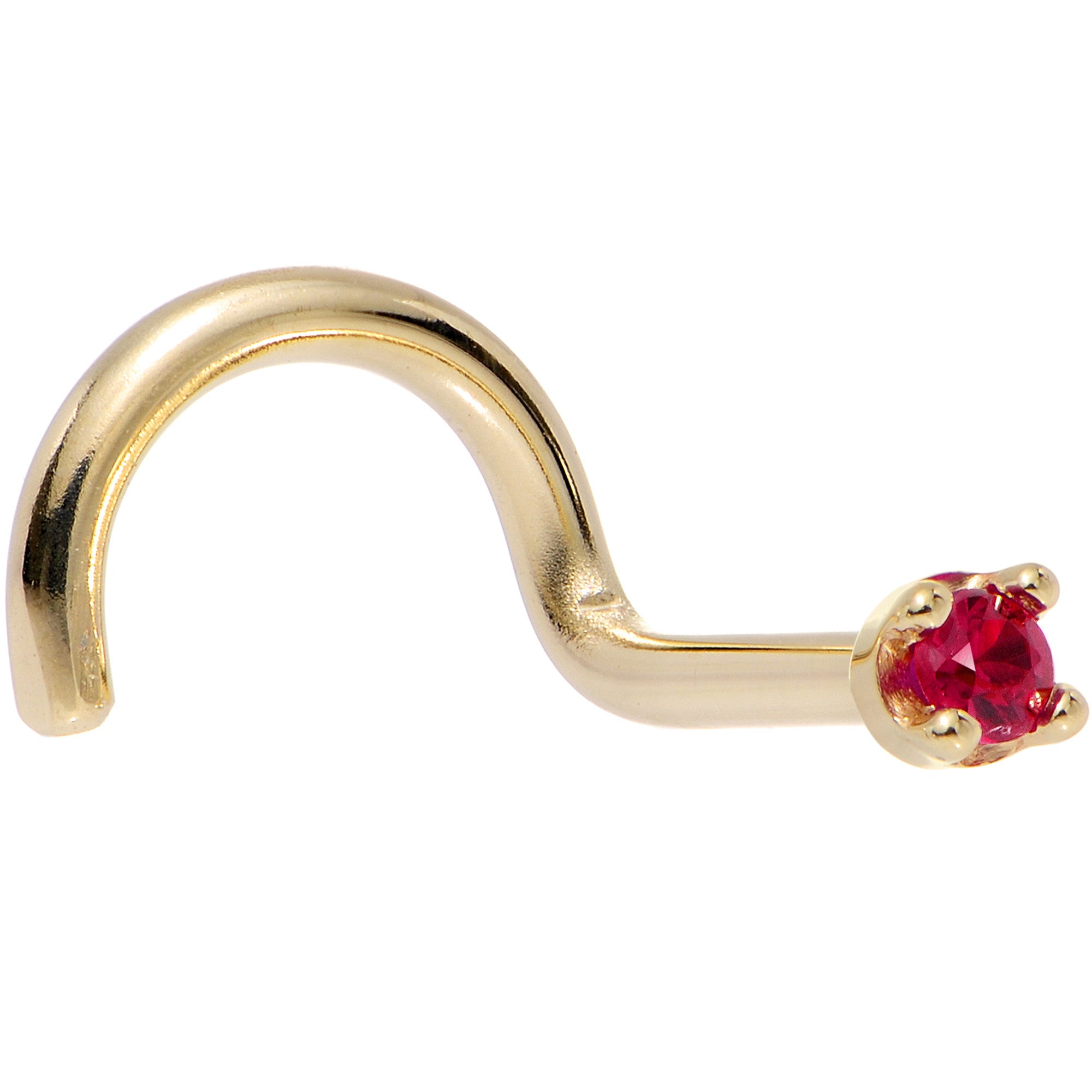 18KT Yellow Gold 1.5mm Ruby Diamond Cut Nose Ring Nose Bone