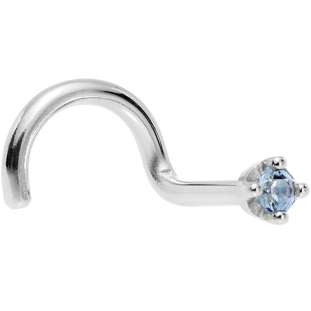 14KT White Gold 1.5mm Topaz Nose Ring December Nose Screw 20 Gauge