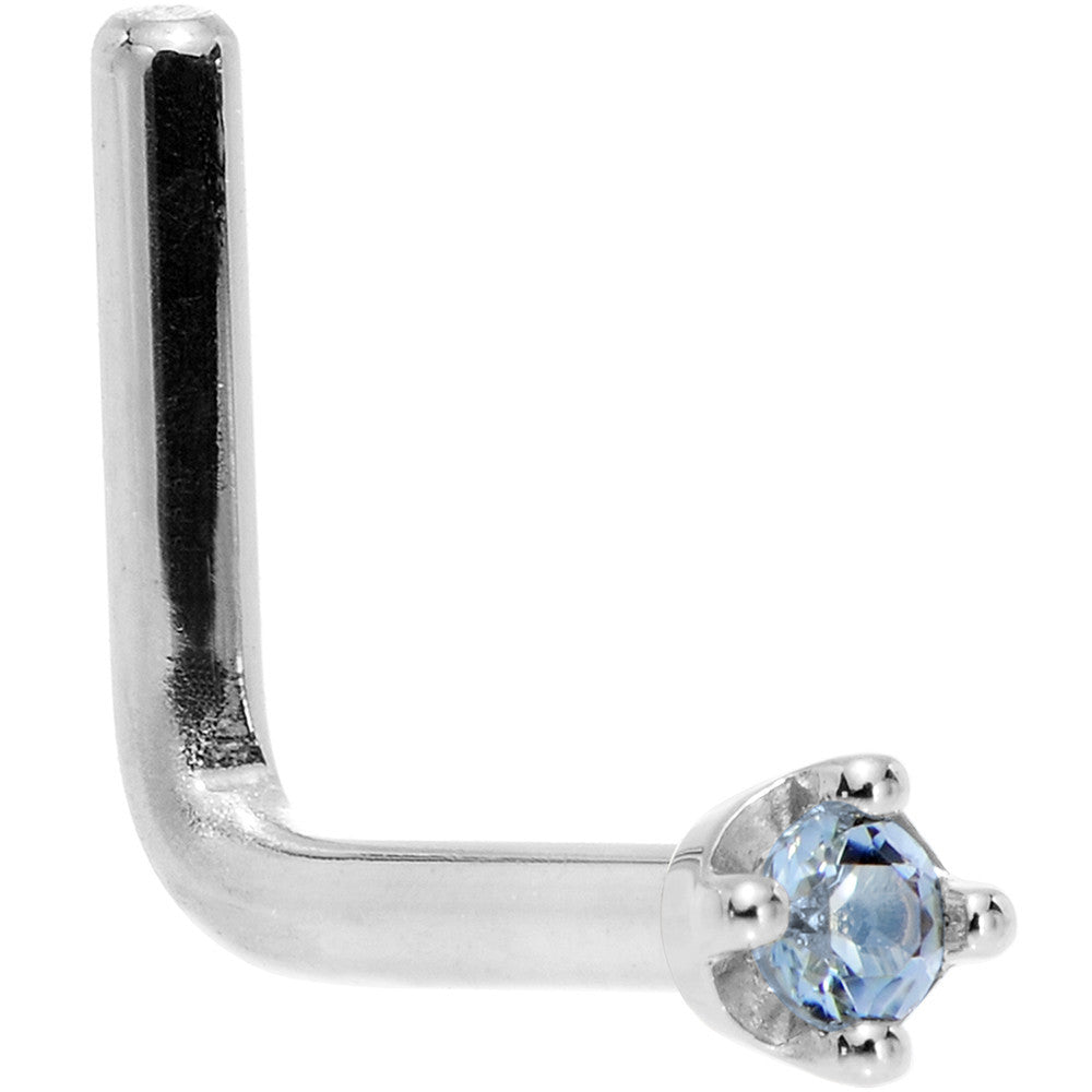 December 14KT White Gold Nose Screw 1.5mm Genuine Topaz Nose Ring 18 Gauge