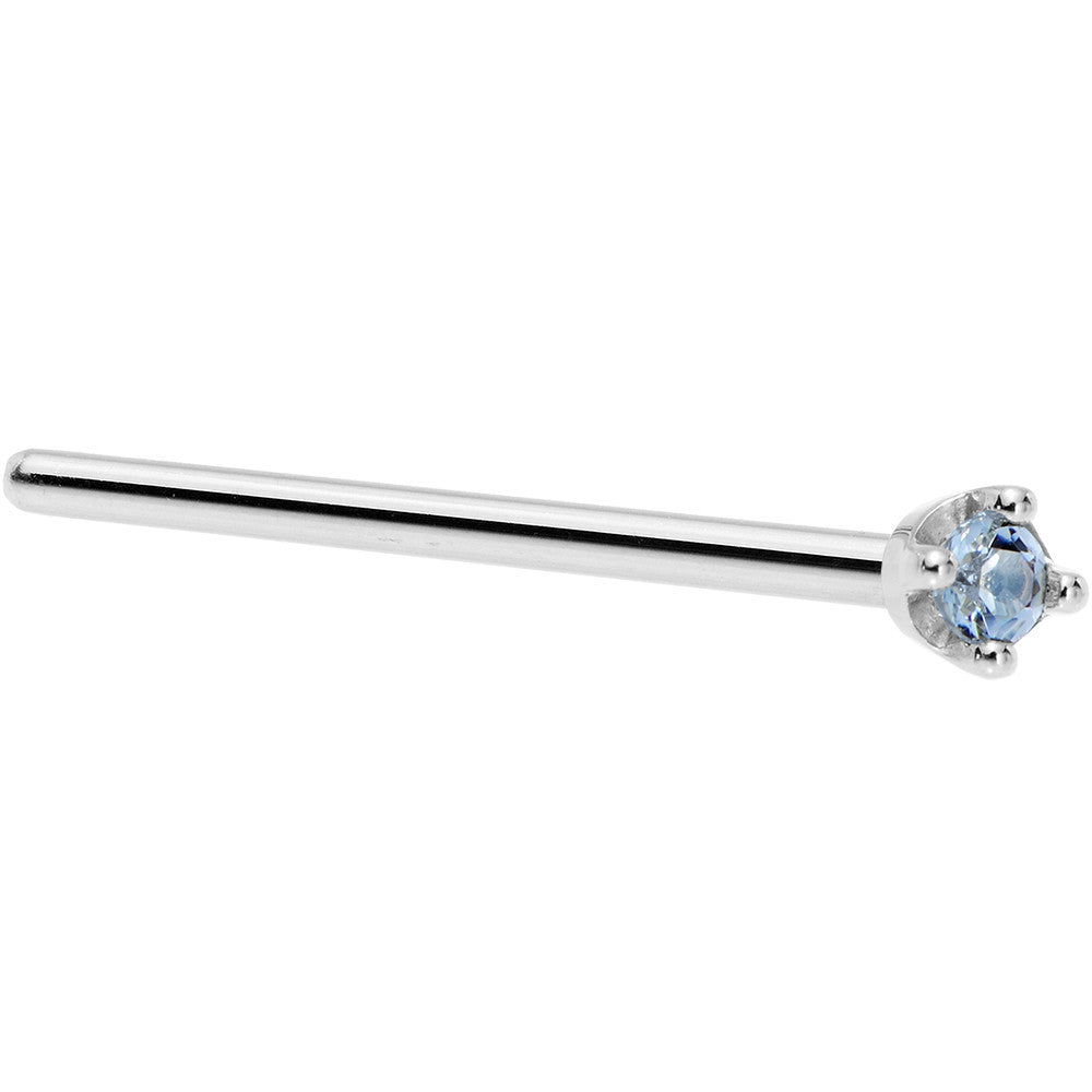 Solid 14KT White Gold Nose Ring December 1.5mm Genuine Topaz Nose Screw 18 Gauge