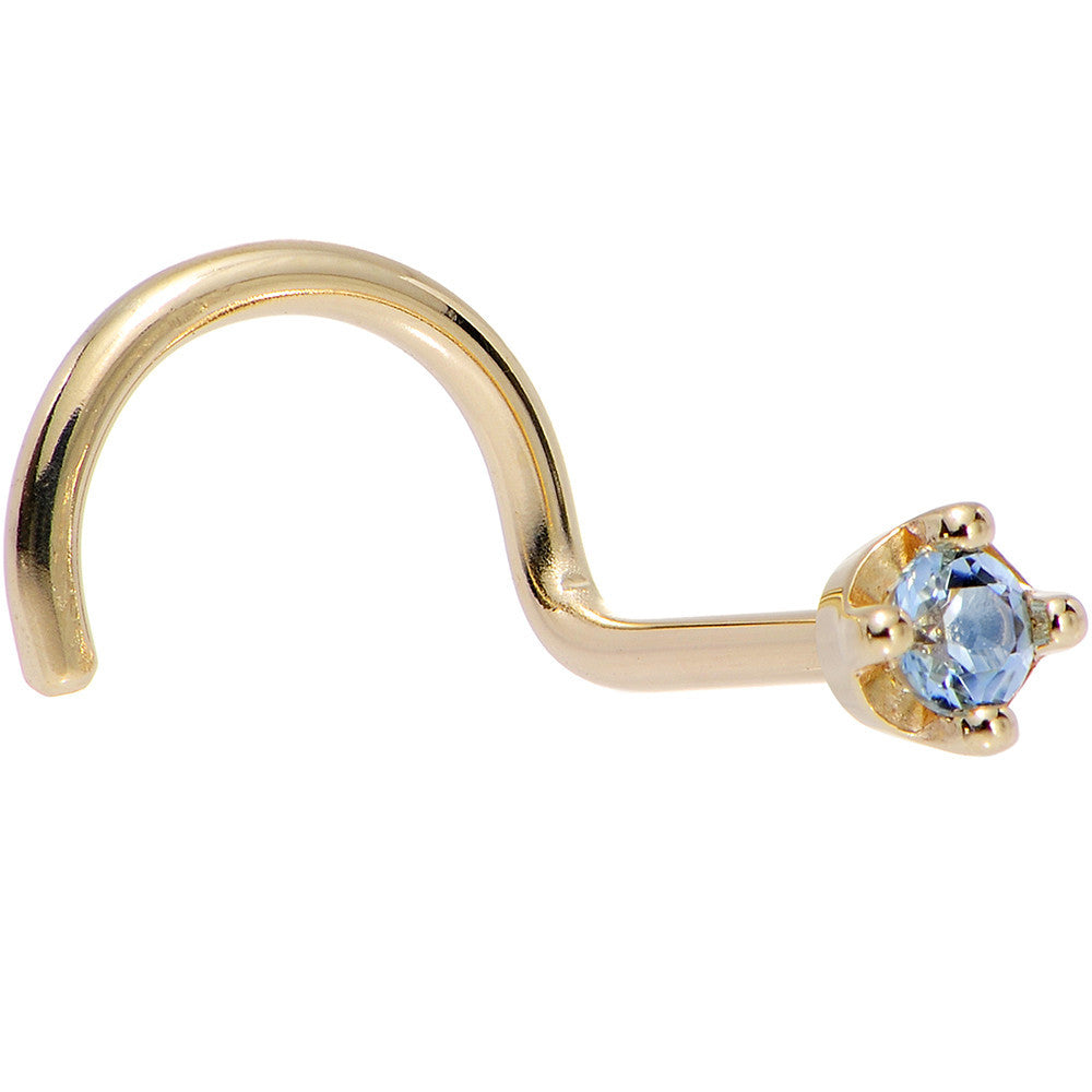 Solid 18K Yellow Gold 1.5mm Genuine Topaz Nose Ring