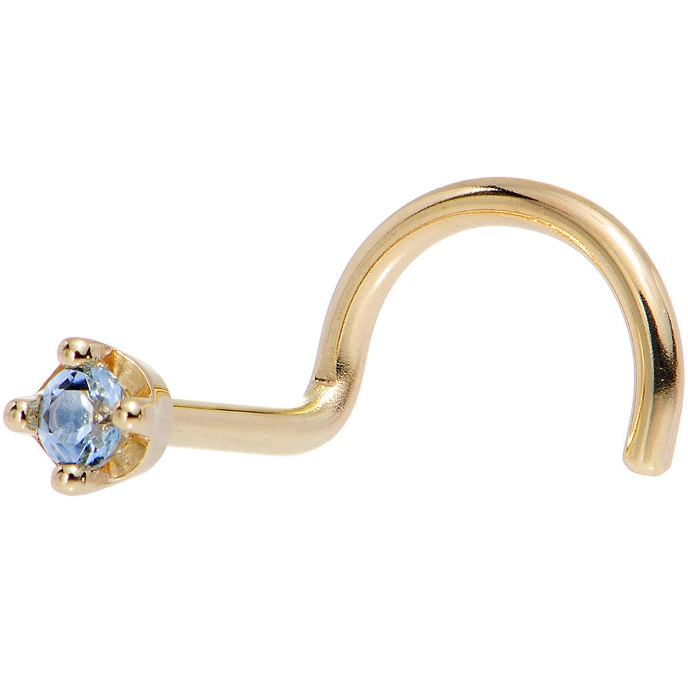 Solid 18K Yellow Gold 1.5mm Genuine Topaz Nose Ring