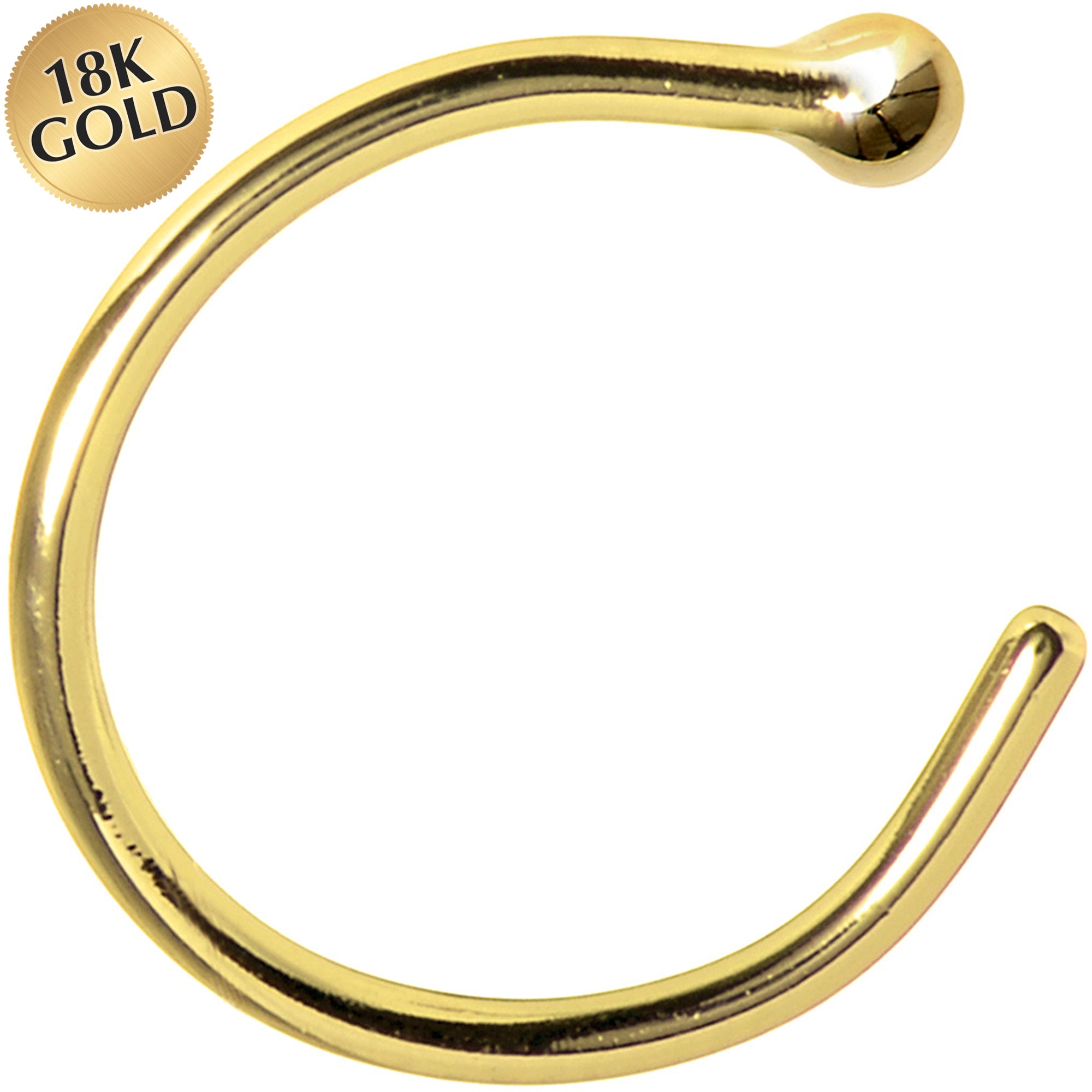 20G 3/8 Solid 18K Yellow Gold Nose Hoop