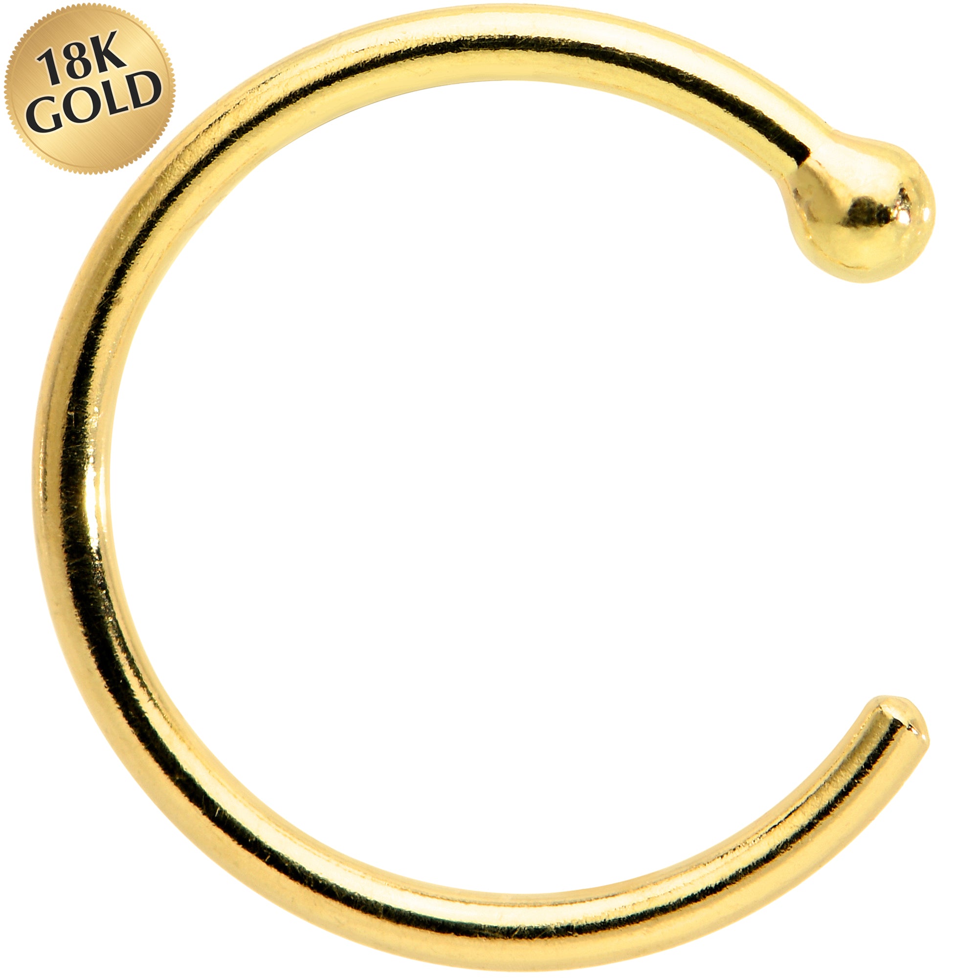 20G 5/16 Solid 18K Yellow Gold Nose Hoop