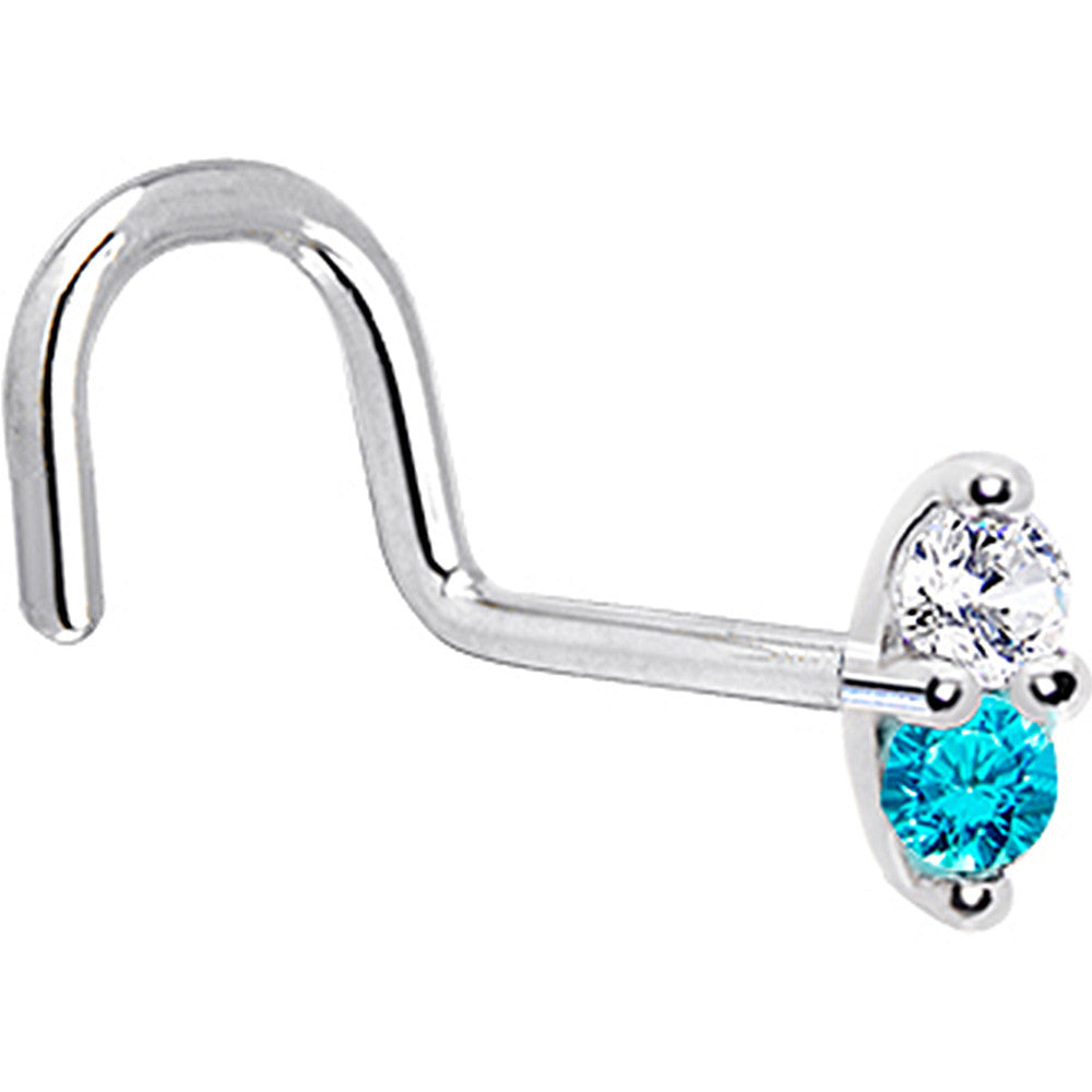 1.5mm CZ Mint Green Marquise Nose Bone in 14kt White Gold