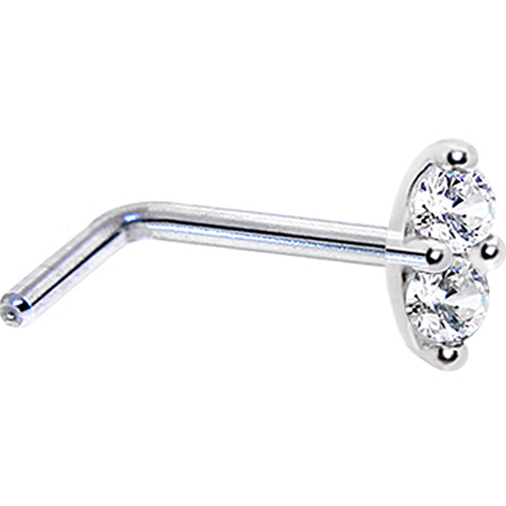 Clear 1.5mm CZ Marquise Nose Ring in White Gold with Multiple Styles