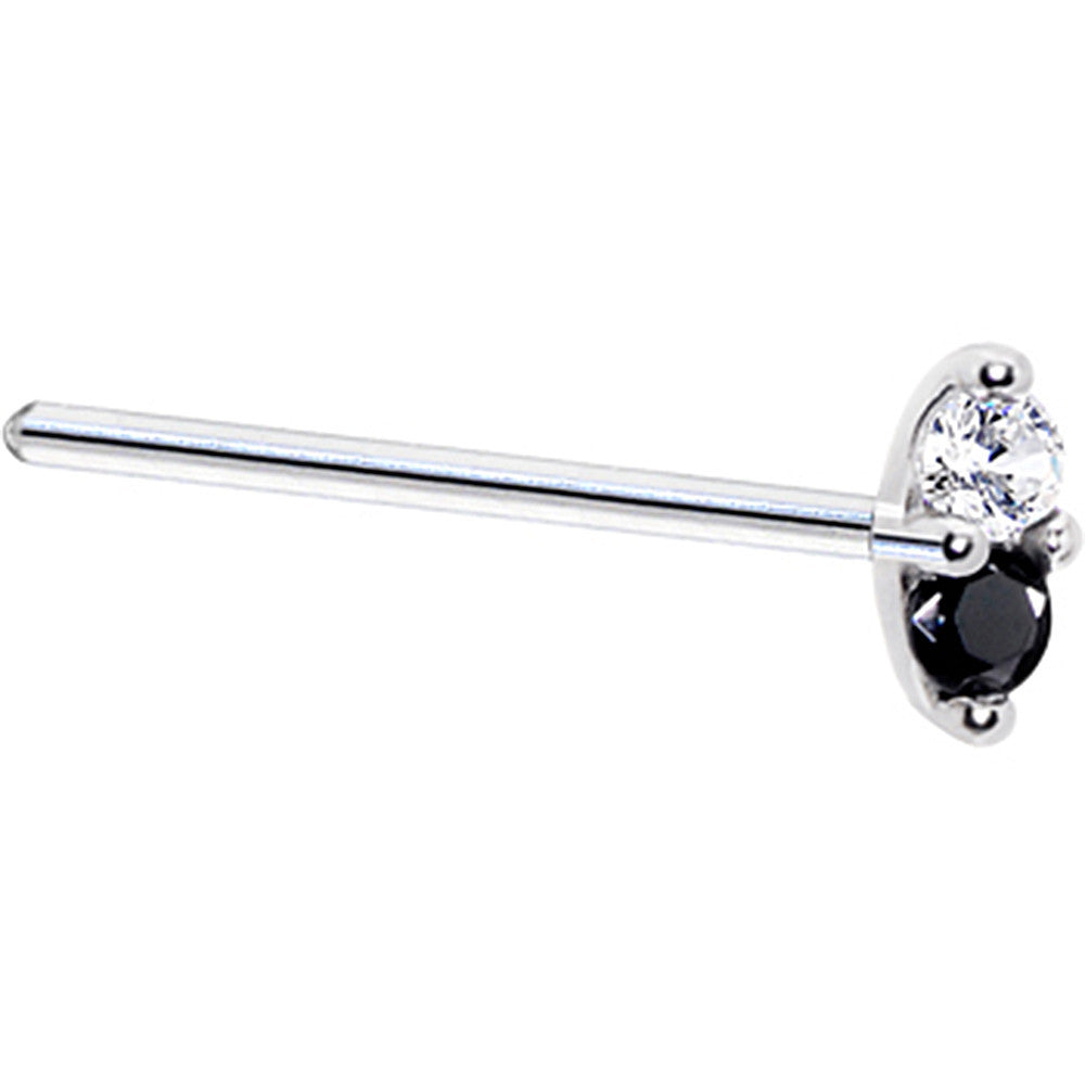 14kt White Gold Nose Ring with Black 1.5mm CZ Marquise