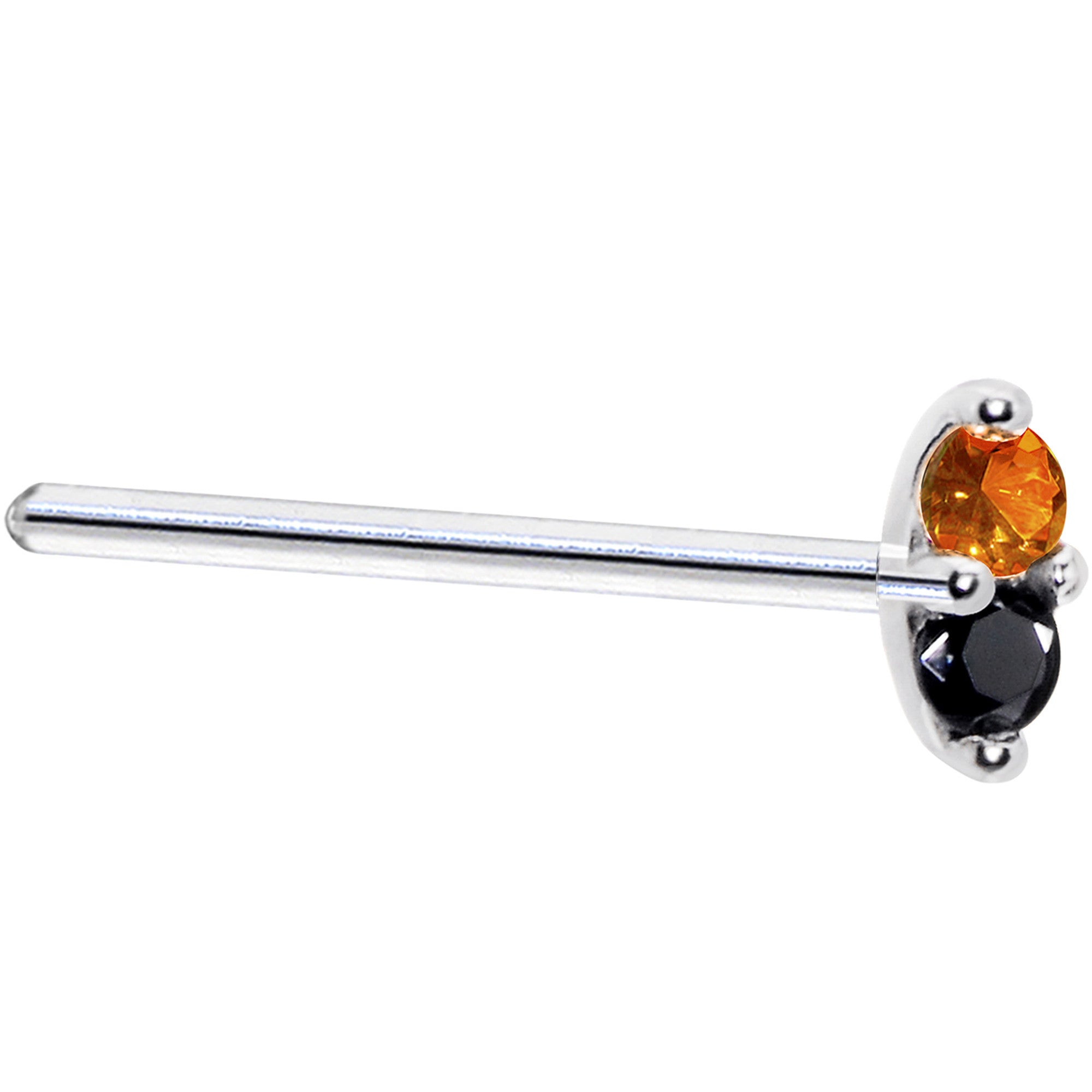 1.5mm CZ Marquise Nose Ring in 14kt White Gold Black Orange