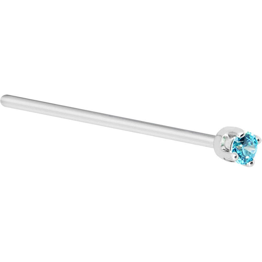 2mm Mint Green Cubic Zirconia Nose Bone in 14KT White Gold