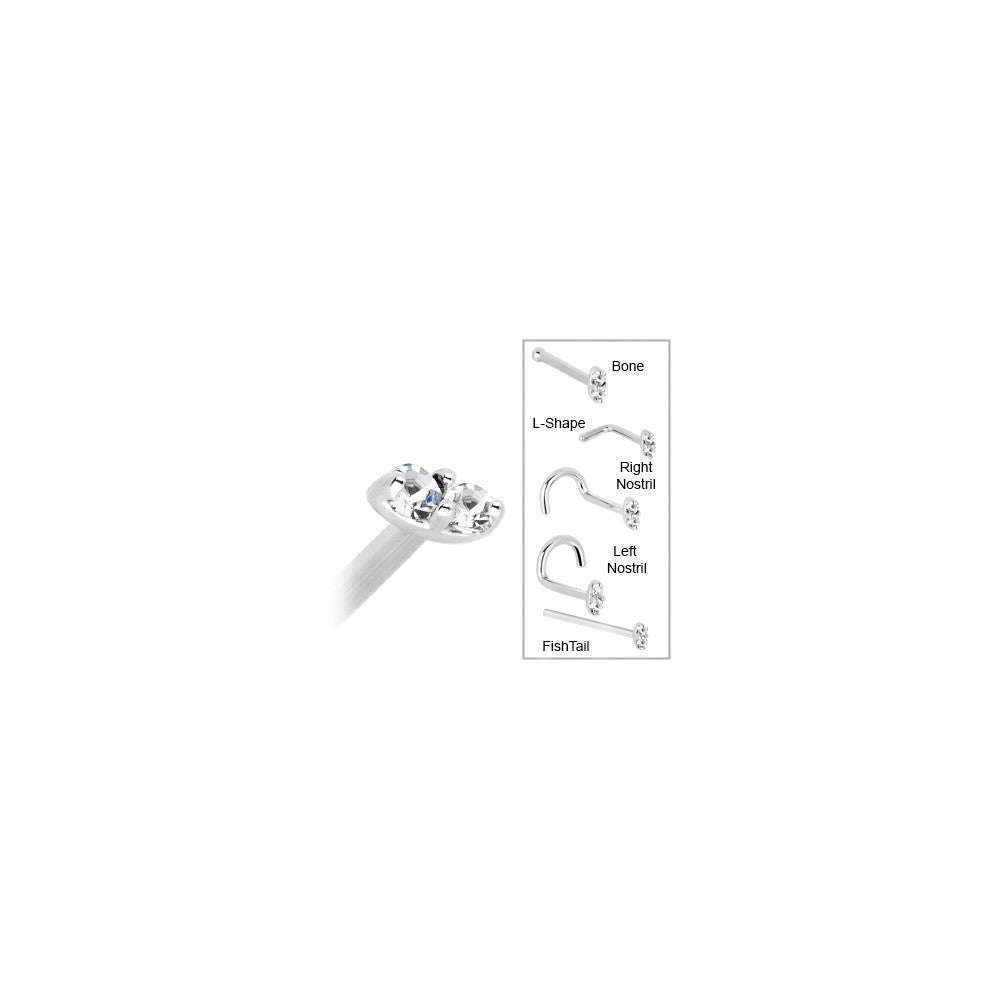 14kt White Gold 1.5mm Genuine Diamond Marquise Nose Ring
