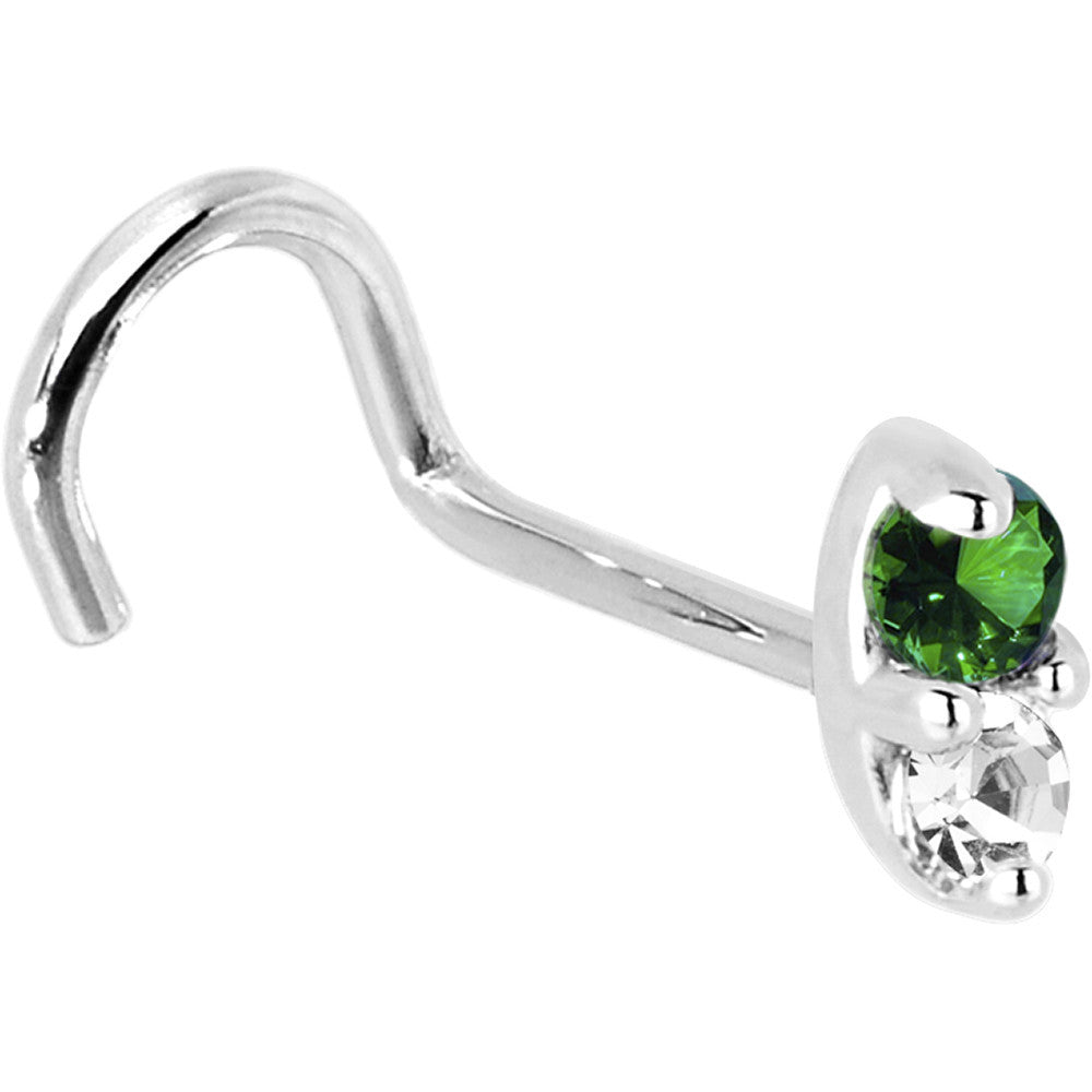 L-Shape Nose Ring with Genuine Emerald Diamond Marquise in White Gold