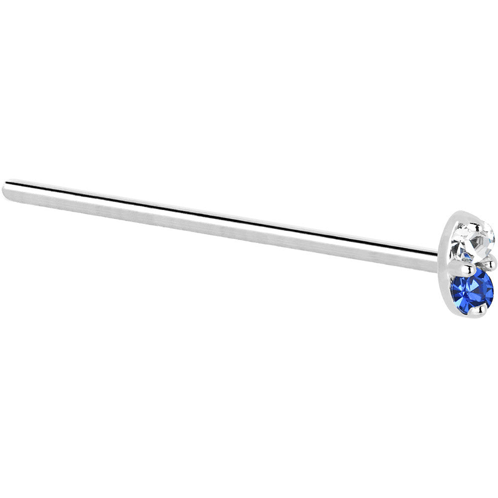 Genuine Blue Sapphire Diamond Marquise Nose Ring 14kt White Gold