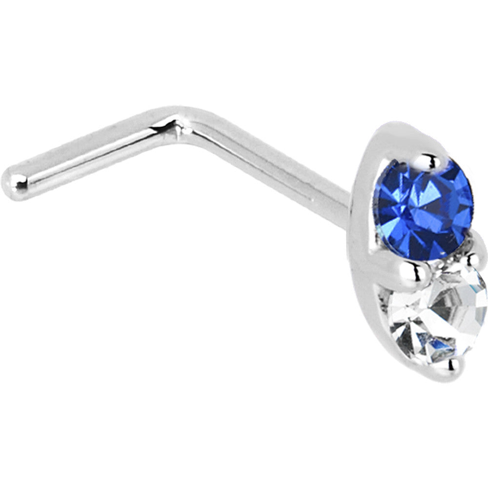 14kt White Gold 1.5mm Marquise Nose Ring with Blue Sapphire Diamond