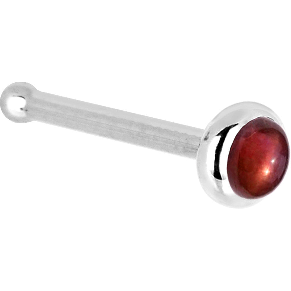 14KT White Gold Red Garnet Nose Ring Nose Bone 18 Gauge