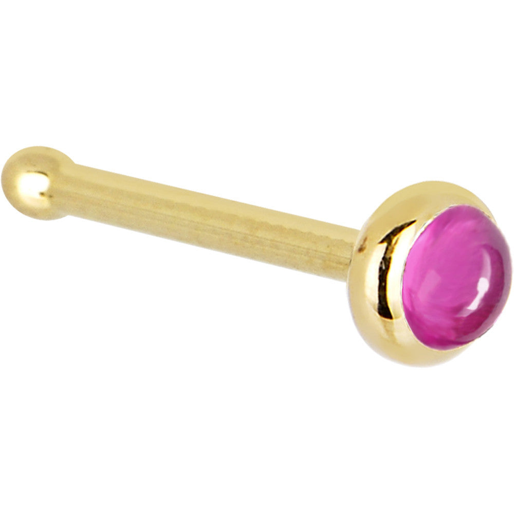 14KT Yellow Gold Pink Tourmaline Nose Ring 18 Gauge Nose Screw