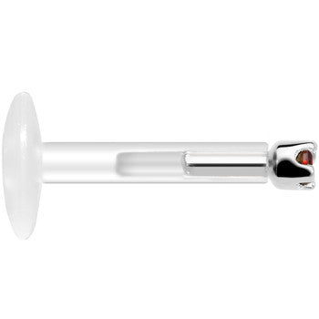 Solid 14K White Gold January 1.5mm CZ Bioplast Push in Labret Monroe