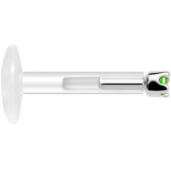 Solid 14K White Gold May 1.5mm CZ Bioplast Push in Labret Monroe