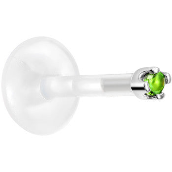 Solid 14K White Gold May 1.5mm CZ Bioplast Push in Labret Monroe