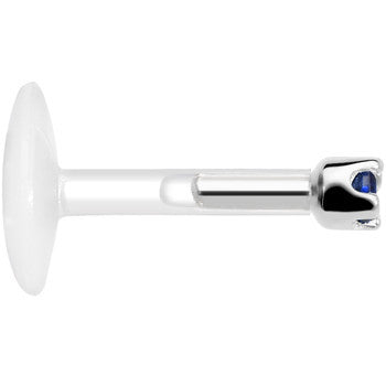 Solid 14K White Gold September 1.5mm CZ Bioplast Push in Labret Monroe