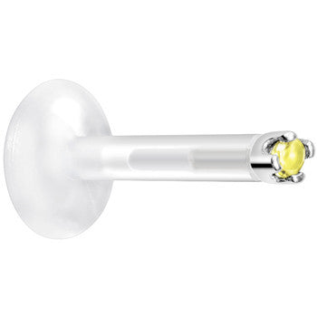 Solid 14K White Gold November 1.5mm CZ Bioplast Push in Labret Monroe