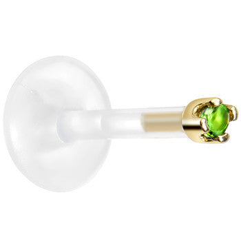 Solid 14K Yellow Gold May 1.5mm CZ Bioplast Push in Labret Monroe
