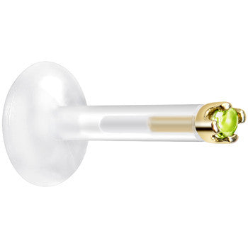 Solid 14K Yellow Gold August 1.5mm CZ Bioplast Push in Labret Monroe
