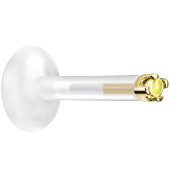 Solid 14K Yellow Gold November 1.5mm CZ Bioplast Push in Labret Monroe