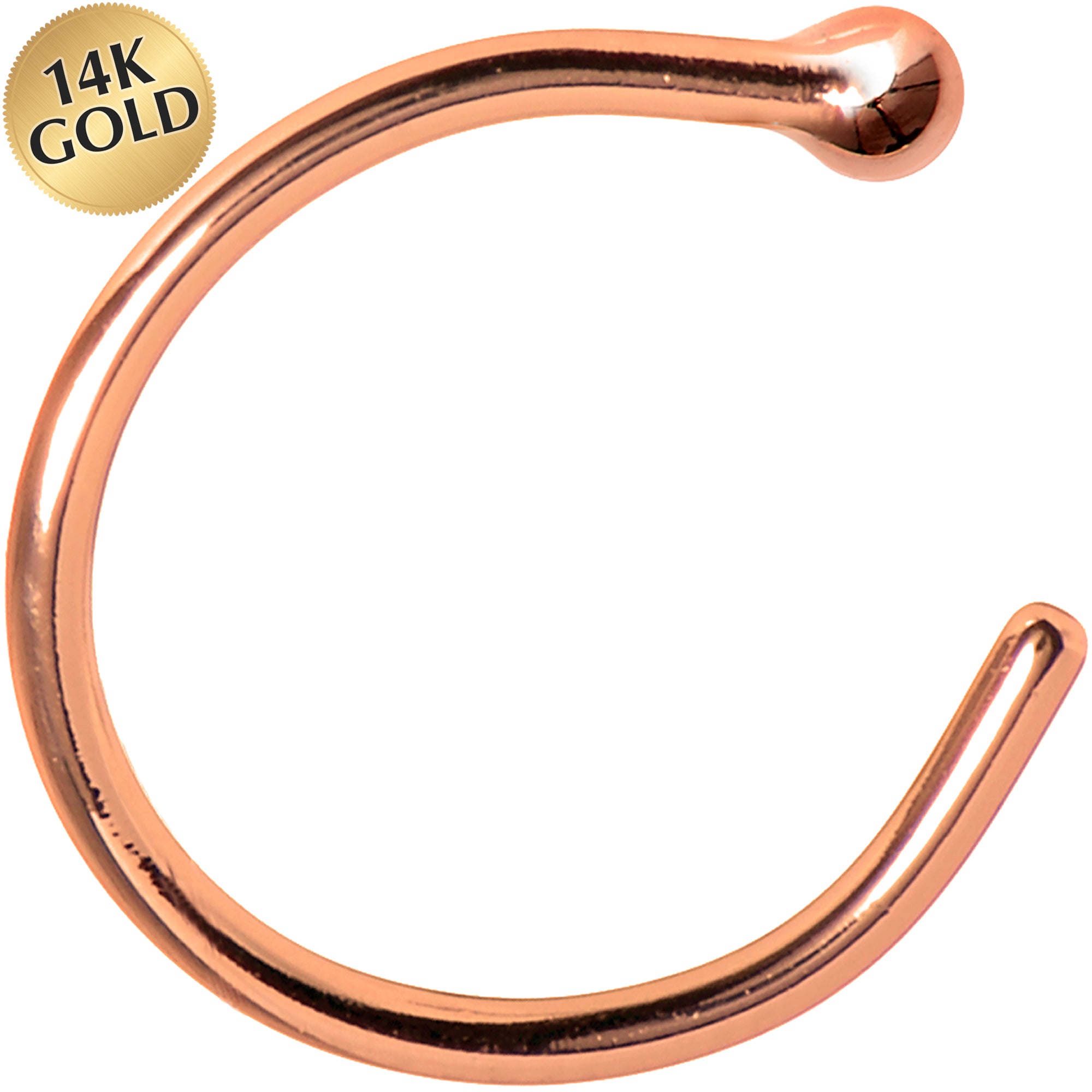 20G 5/16 Solid 14K Rose Gold Nose Hoop