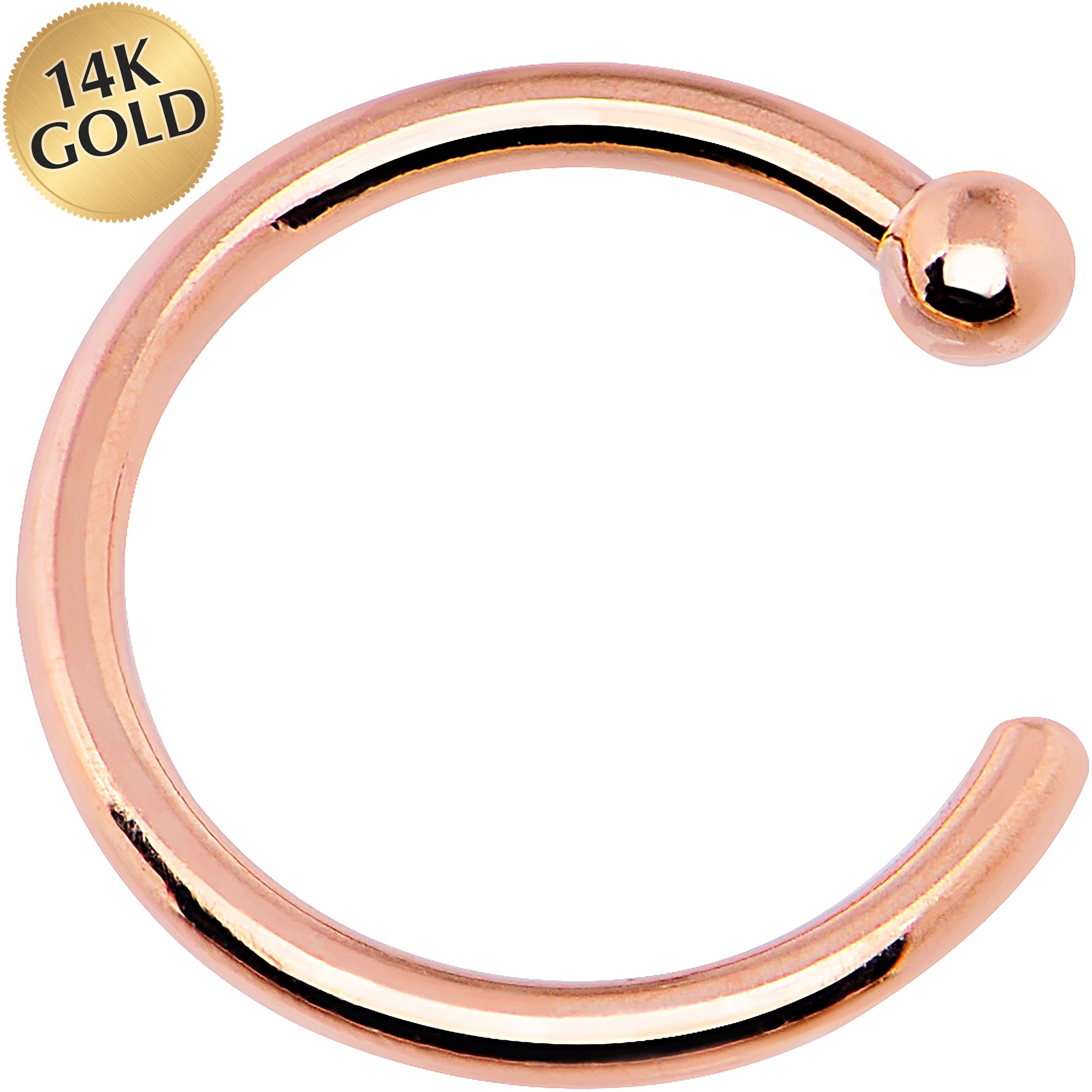 20G 1/4 14k Solid Rose Gold Nose Hoop
