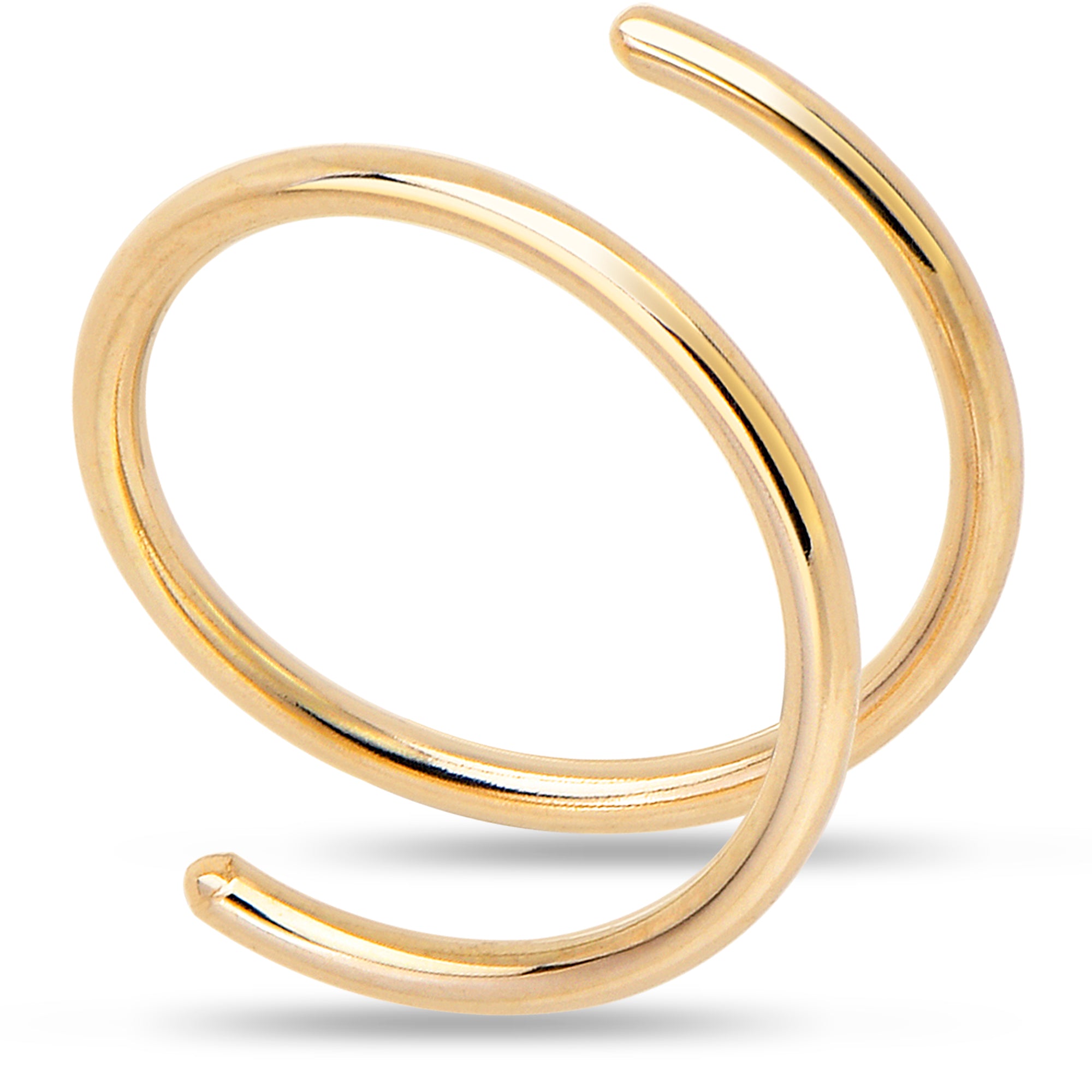 Double Hoop Nose 14K Yellow Gold Filled Spiral Nose Ring (Select Your Size) Piercing, 22 Gauge 6mm Right - 14kt Gold Nose Hoop - Body Candy