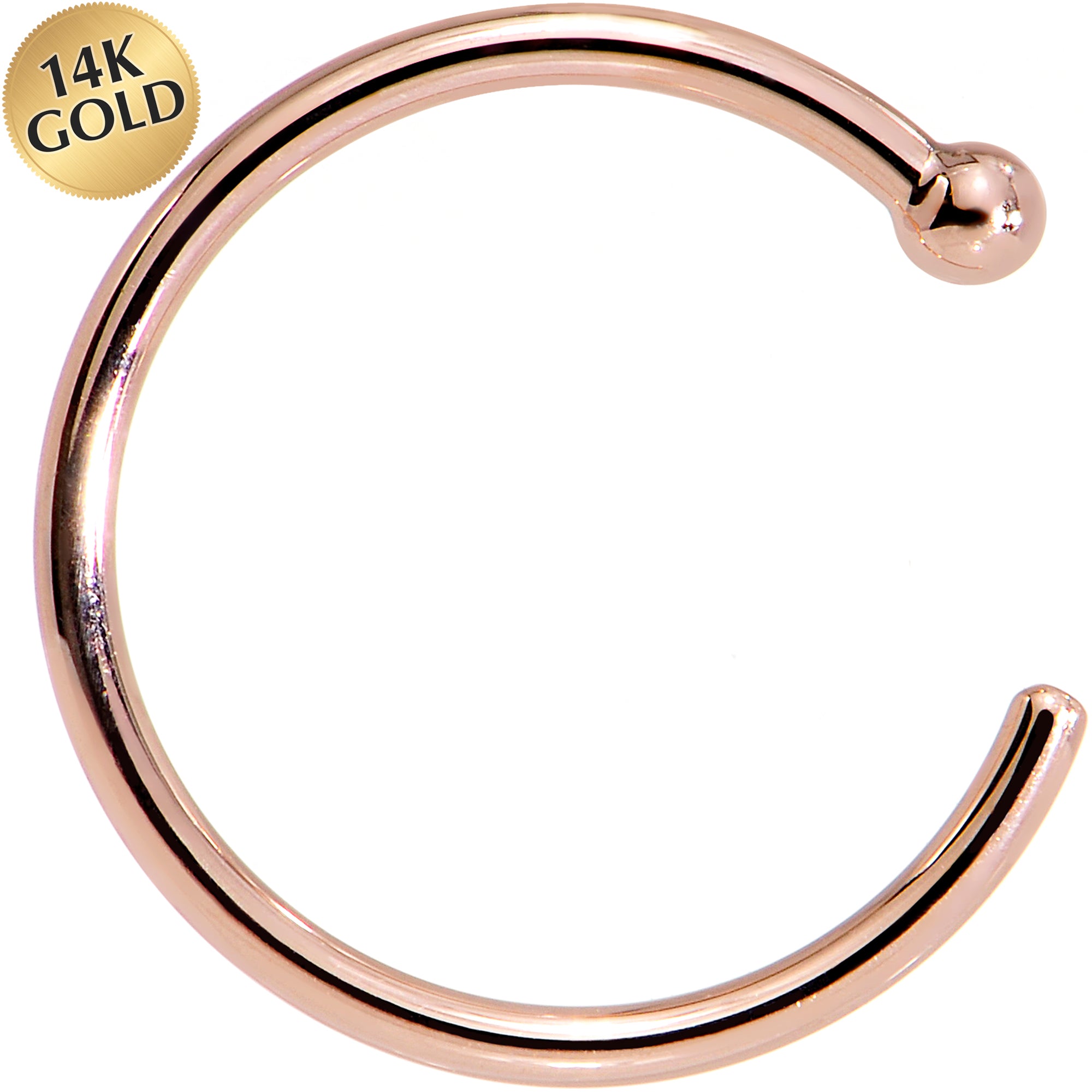 18G 3/8 14k Solid Rose Gold Nose Hoop