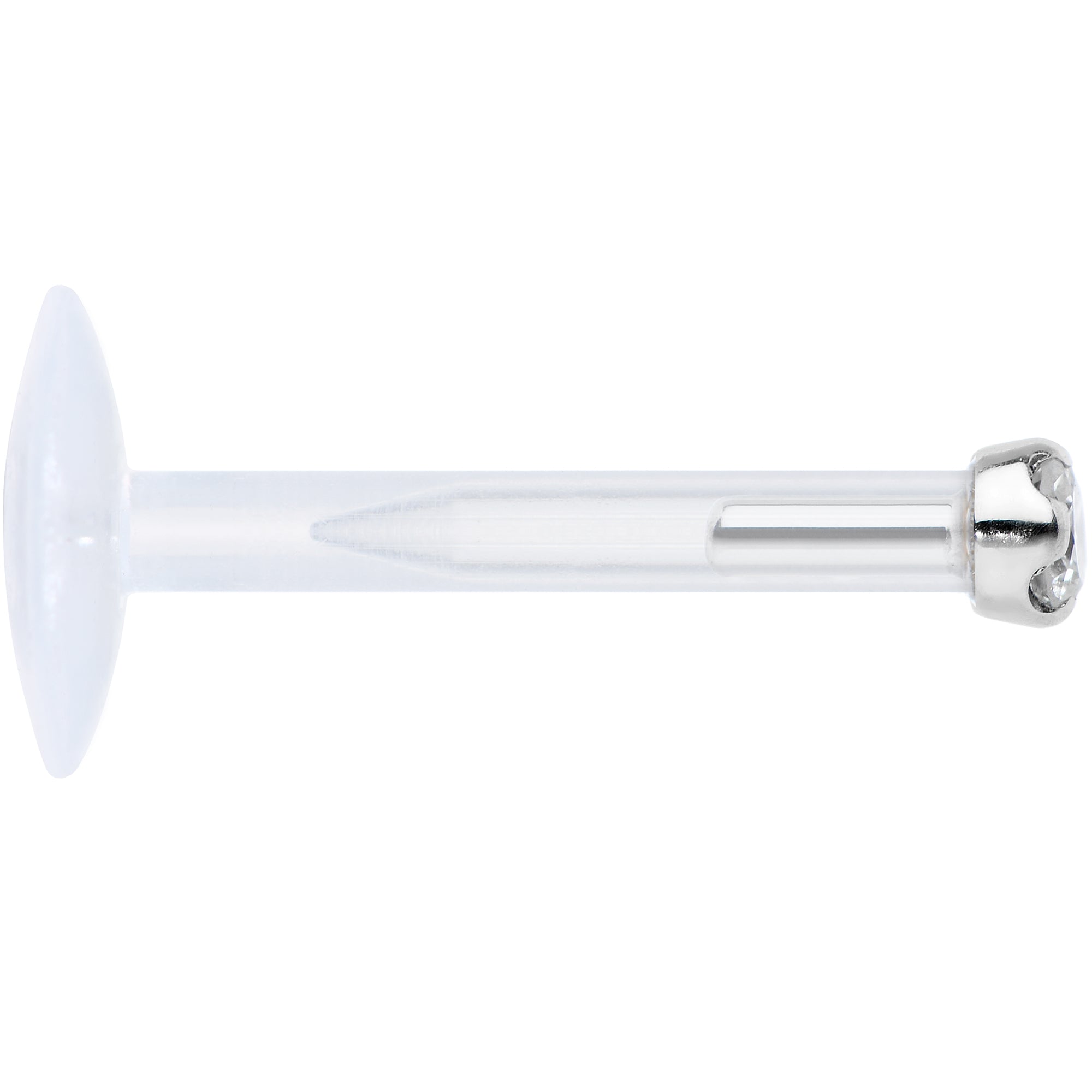 16G Bioplast 14K White Gold 1.5mm Genuine Diamond Micro Labret