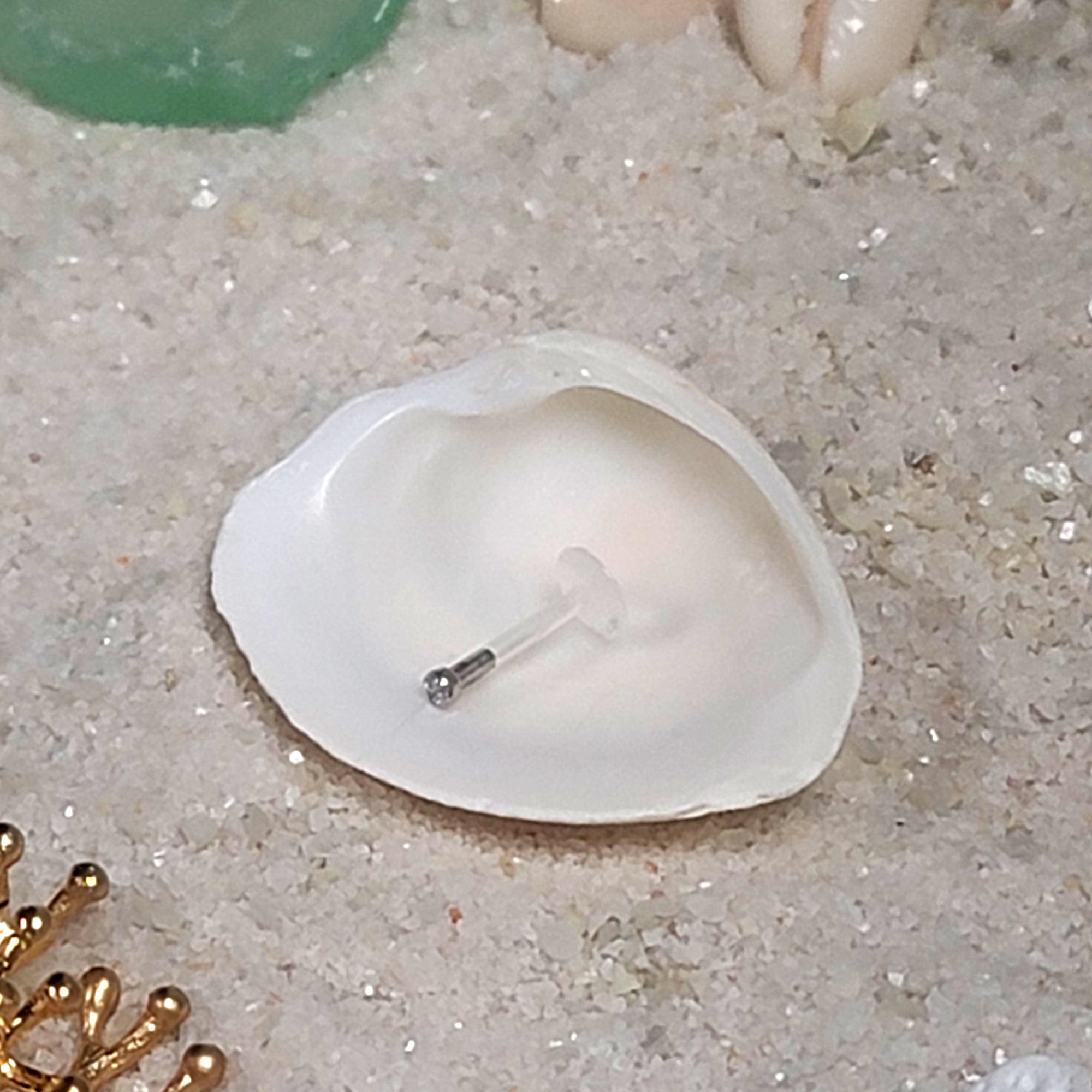 16G Bioplast 14K White Gold 1.5mm Genuine Diamond Micro Labret