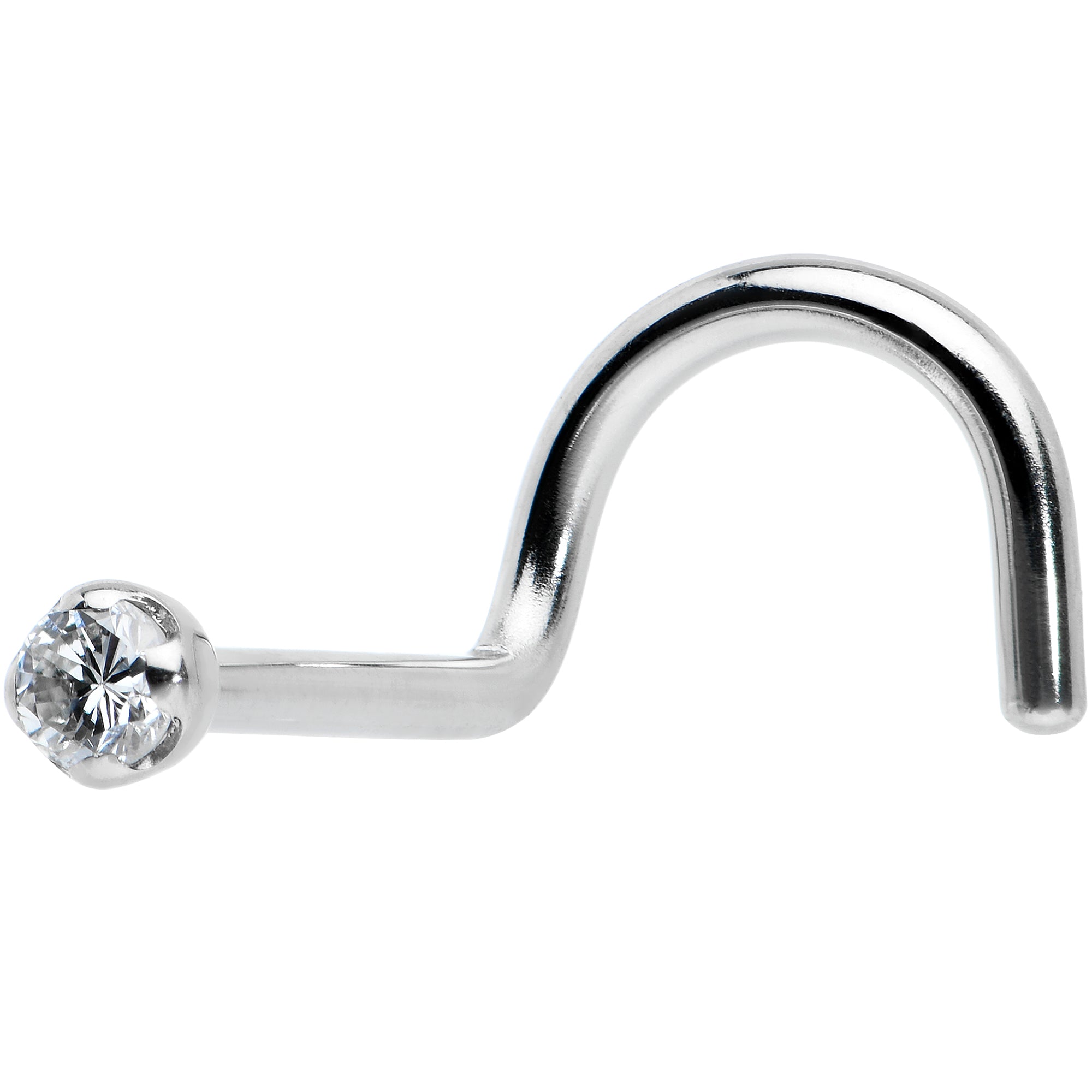 Genuine 1.5mm diamond nose ring 14k solid white gold nose bone style 20 gauge