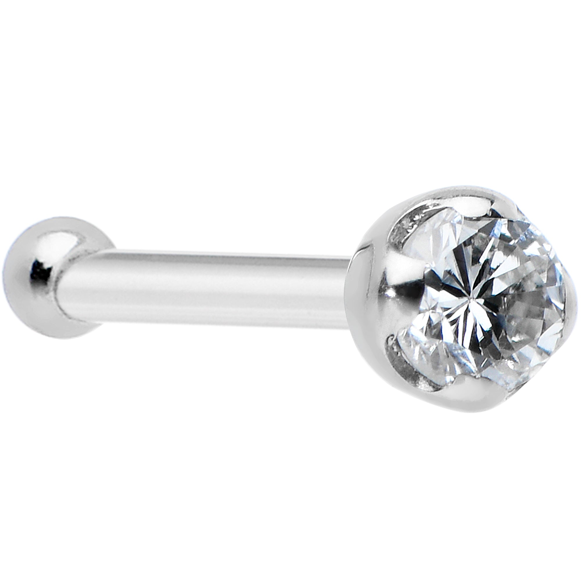 14k Solid White Gold Genuine 1.5mm Diamond Micro Nose Ring