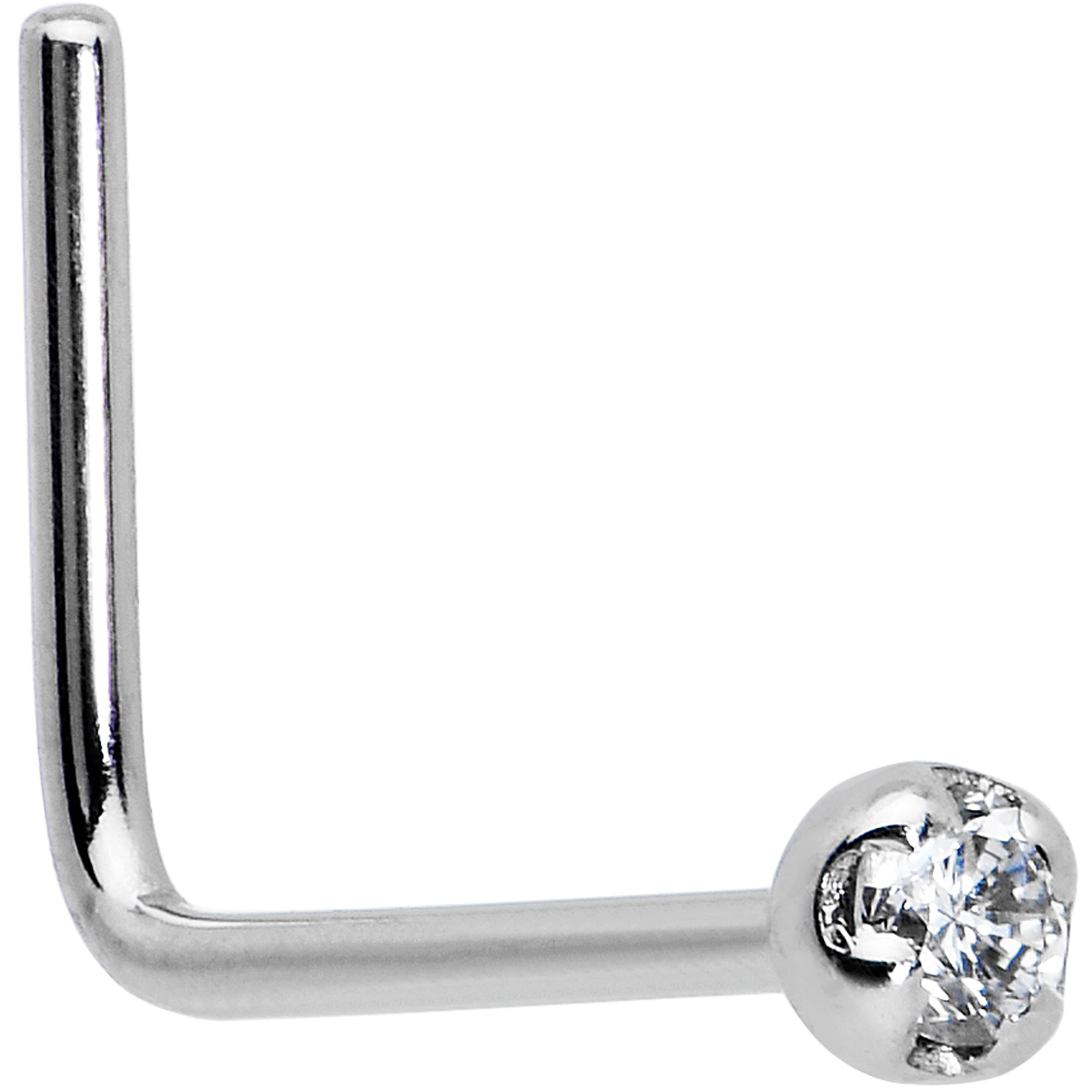 14k Solid White Gold Genuine 1.5mm Diamond Micro Nose Ring