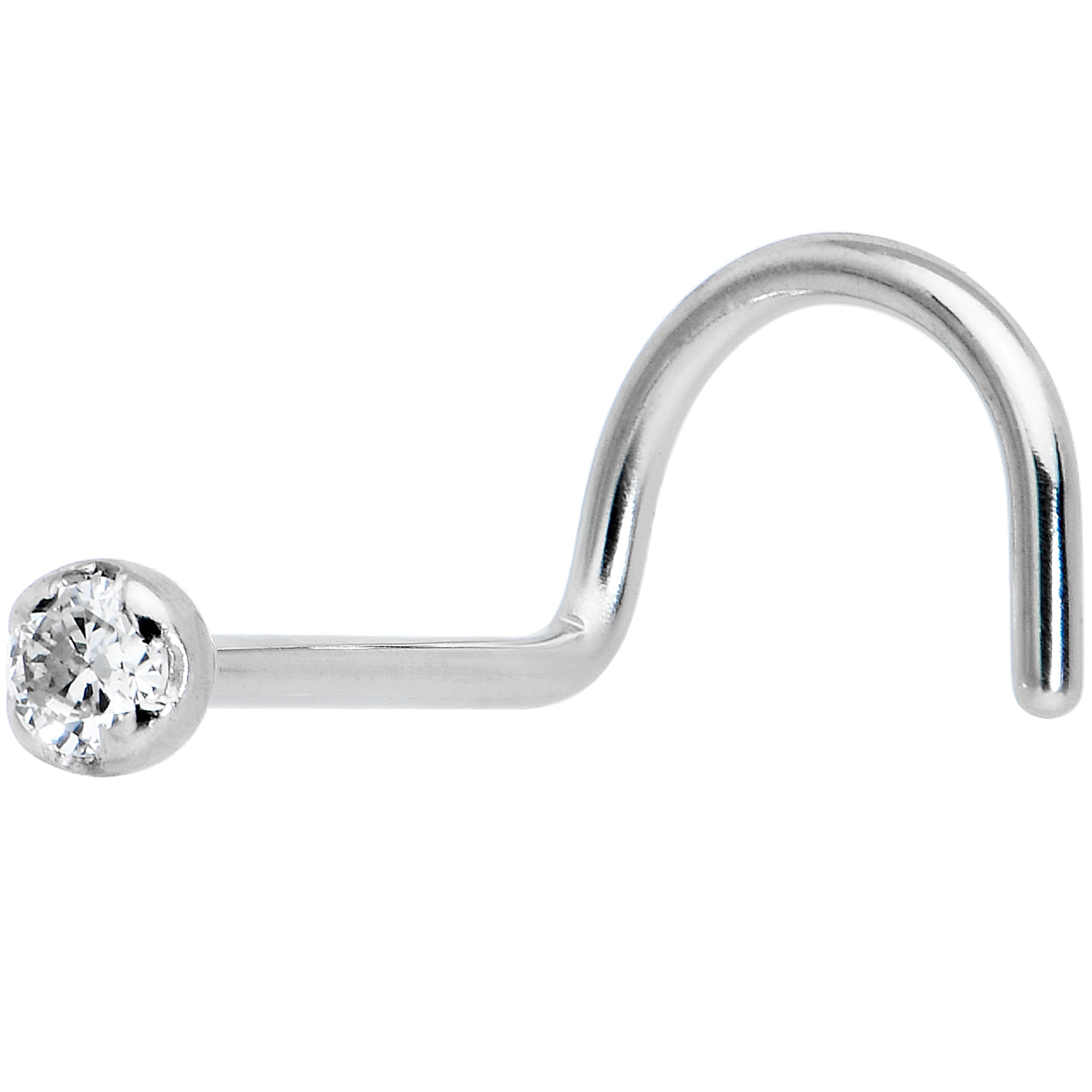 14k Solid White Gold Genuine 1.5mm Diamond Micro Nose Ring