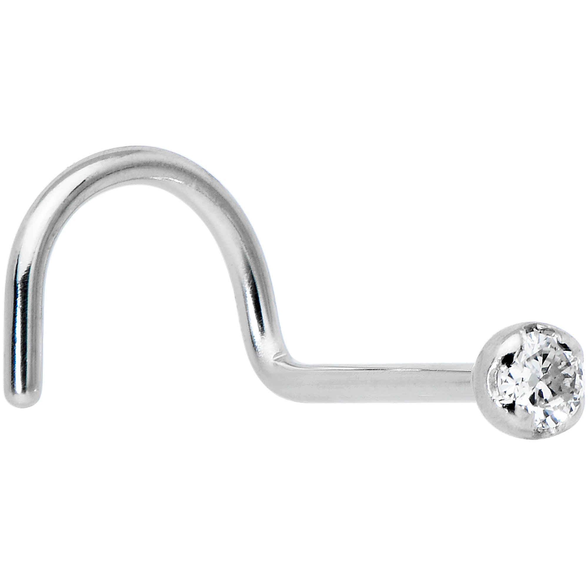 14k Solid White Gold Genuine 1.5mm Diamond Micro Nose Ring