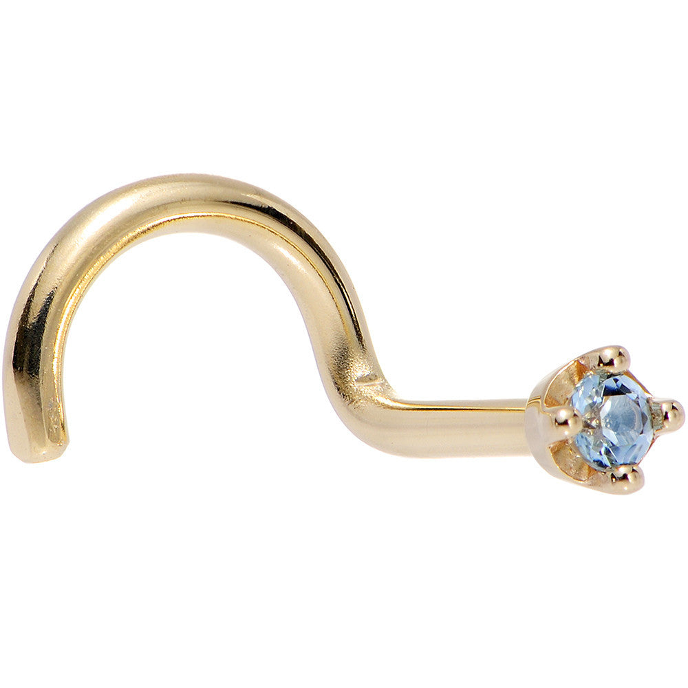 18KT Yellow Gold Nose Ring with Genuine Topaz December Birthstone