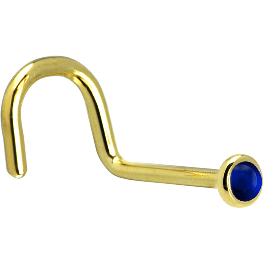 Solid 14KT Yellow Gold (September) 2mm Genuine Sapphire Nose Ring