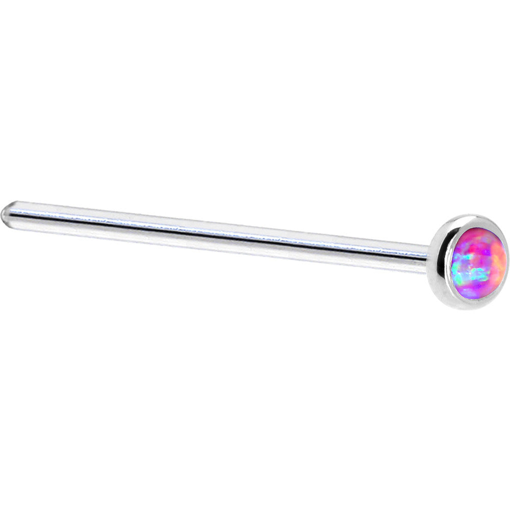 2mm Fuchsia Synthetic Opal Nose Ring Solid White Gold Nose Bone Nose Screw L-Shape