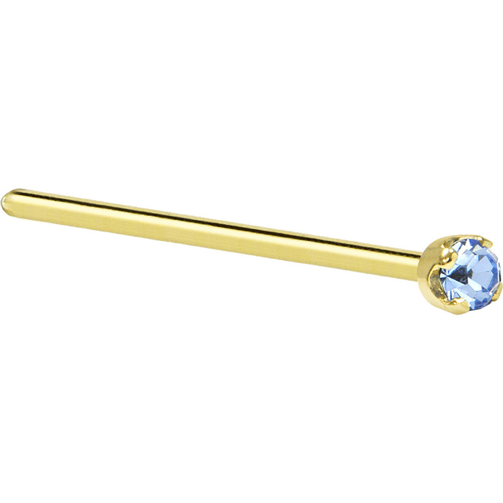14KT Yellow Gold 2mm Cubic Zirconia Nose Ring 20 Gauge Nose Screw