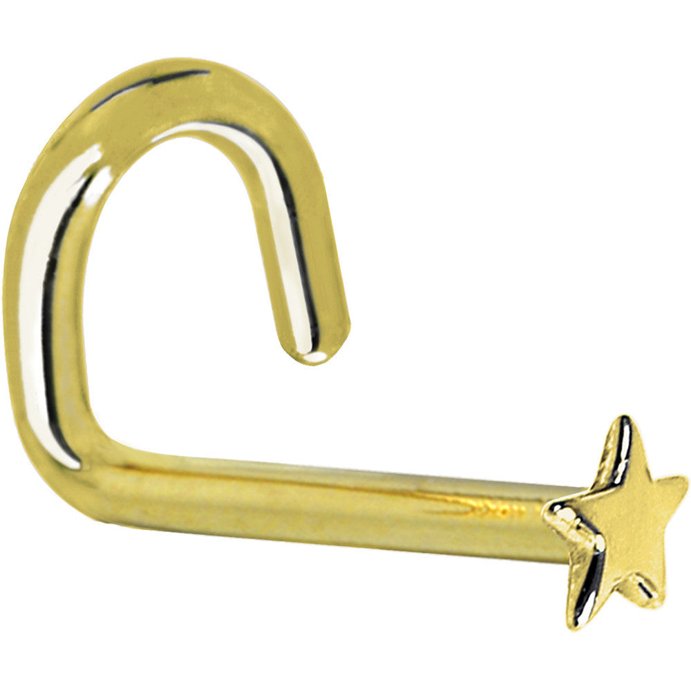 Solid 14KT Yellow Gold Star Nose Ring