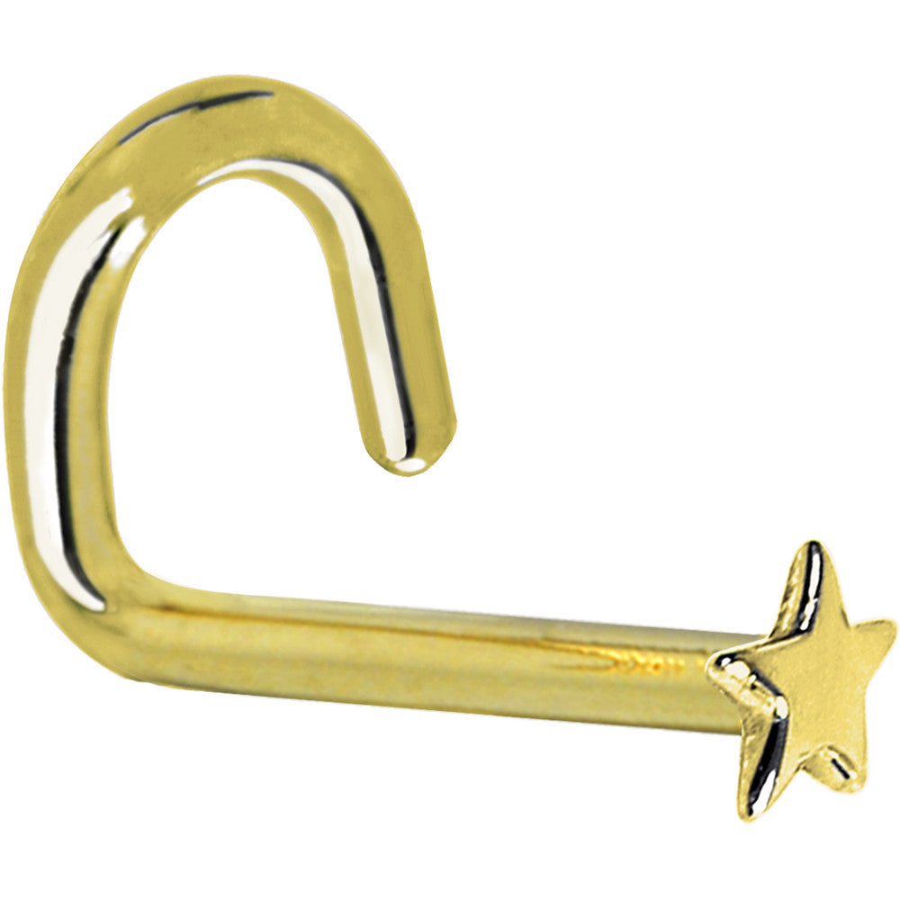 14KT Yellow Gold Star Nose Ring for Pierced Noses